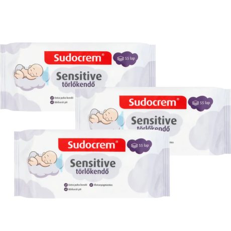 SUDOCREM sensitive törlőkendő 3 x 55 db VIRTUÁLIS