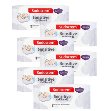 SUDOCREM sensitive törlőkendő 6 x 55 db VIRTUÁLIS