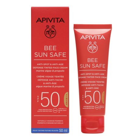 APIVITA BEE SUN színezett arckrém ráncok és pigmentfoltok ellen SPF50 50 ml