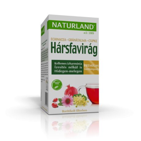 NATURLAND HÁRSFAVIRÁG ECHINACEA GRÁNÁTALMA - CSIPKEBOGYÓ filteres tea 20 db