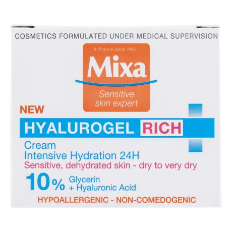 MIXA Hyalurogél Rich hialuronsavval gazdagított (10%) intenzív hidratáló arcápoló 50 ml